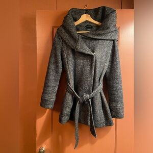 Vintage Forever 21 Gray Trench Coat with Belted Wrap Design